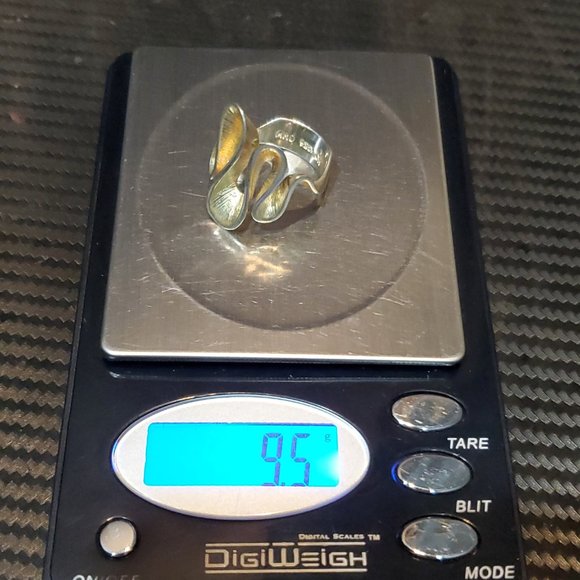 Size 8 Gold Over 925 Sterling Silver Large Abstract Ring - Picture 8 of 8